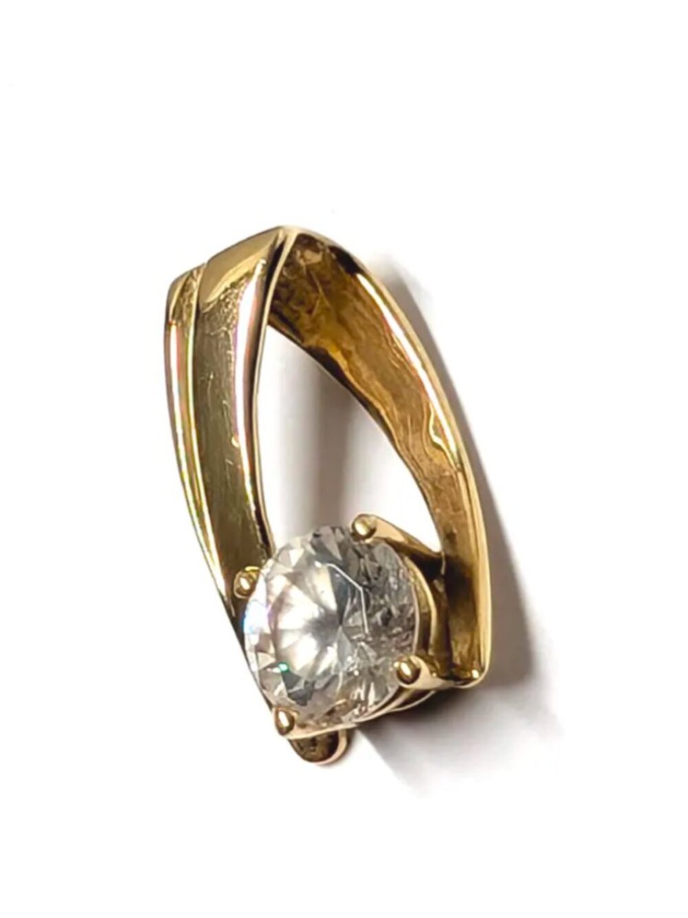 14K Yellow Gold 1 Carat CZ Solitaire Drop Slide Pendant Necklace Enhancer